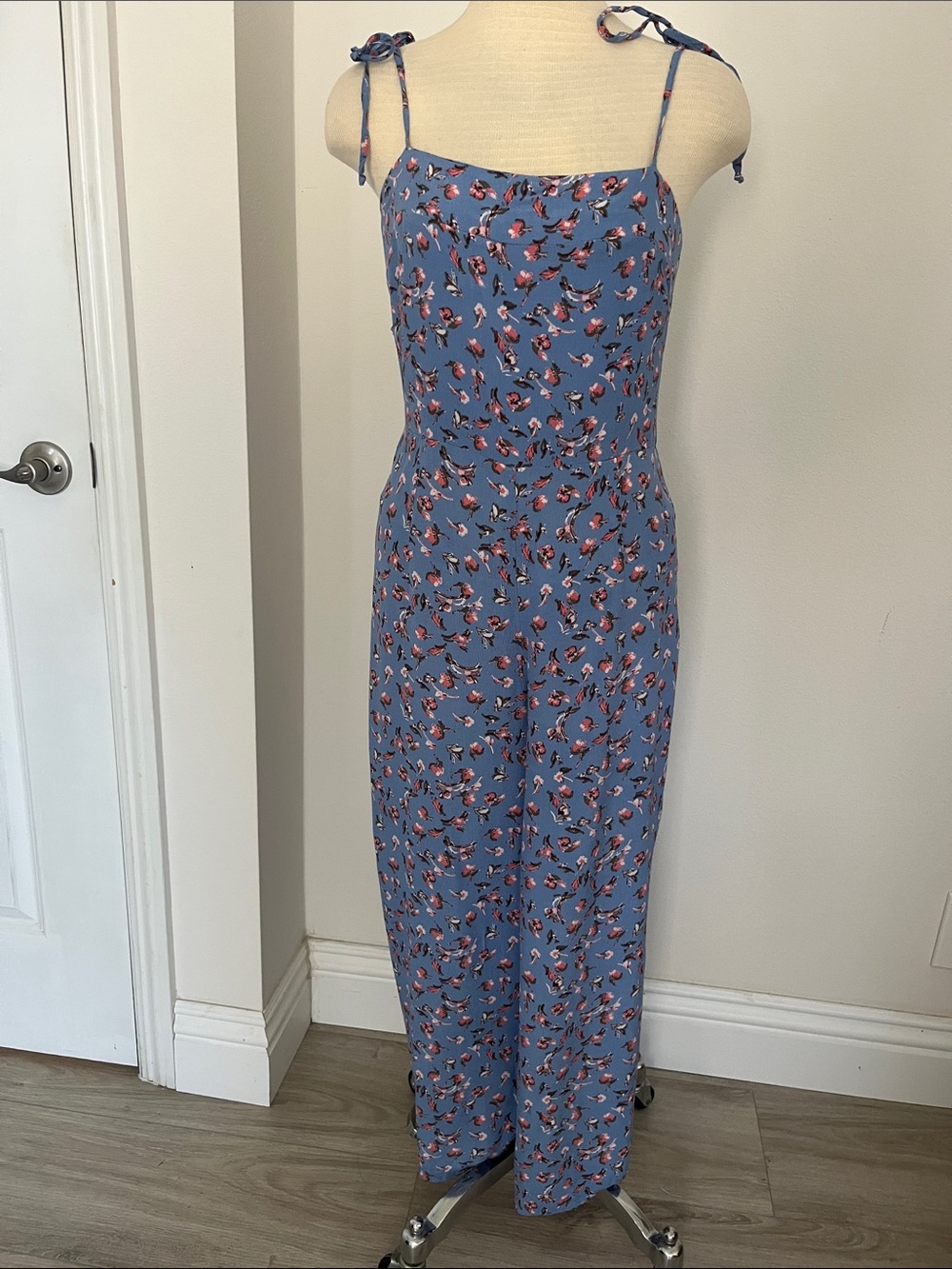Skylar + Madison Blue Floral Tie-Shoulder Jumpsuit